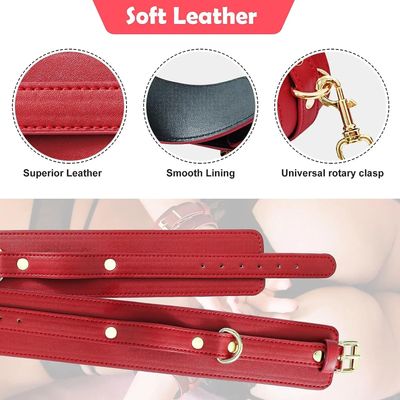 5PCS Red Sex Bondage Adult Toy SM Games Sexy Adjustable Leather BDSM Bondage Sex Toys Betish Bondage Neck to Wrist Couples Toy_img_1