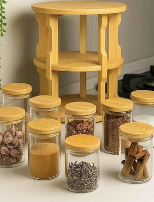 Revolving Wooden Spice Rack with Glass Jars!_img_2
