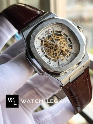PATEK AUTO SKELETON BROWN BELT WHITE DIAL_img_1