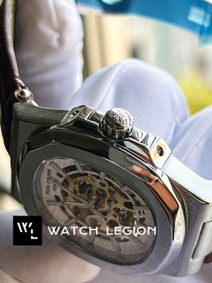 PATEK AUTO SKELETON BROWN BELT WHITE DIAL_img_4