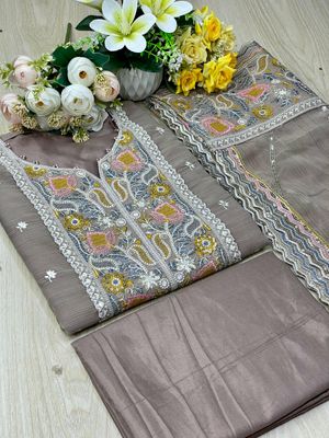 Semi –Embroidery & Sequence Work Party dress_img_6