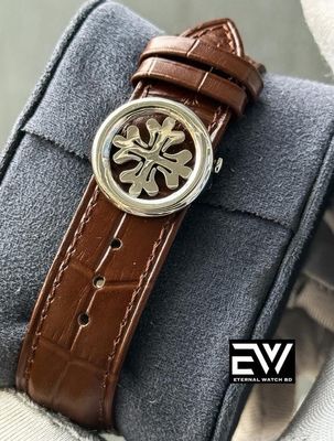 PATEK AUTOMATIC SKELETON WHITE DIAL BROWN BELT SILVER CASE_img_2