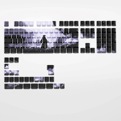 XVX Black Samurai Knight Side Engraved Cherry Doubleshot Keycaps_img_1