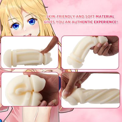 Male Masturbator Cup Soft Double Head Oral Sex Pussy Vagina,Penis Trainer, Sex Toys Adult Goods for Men_img_5