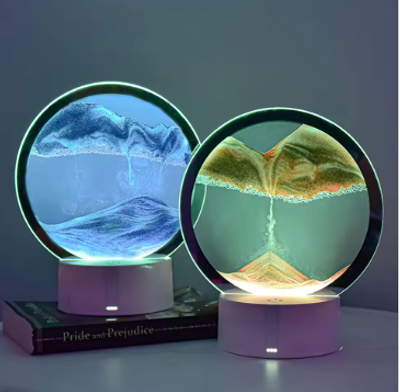 LED Moving Sand Art Table Lamp With 6Color Quicksand Night Light 3D Sandscape Hourglass Bedside Lamps Home Decor Gif-t_img_1