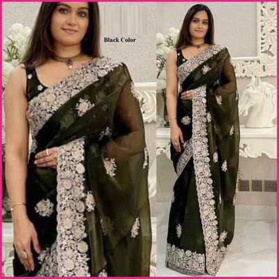 Embroidery work party saree_img_1