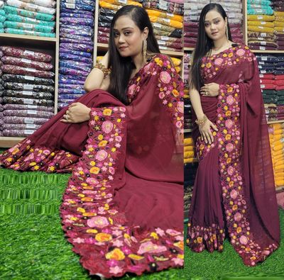Embroidery work party saree_img_3