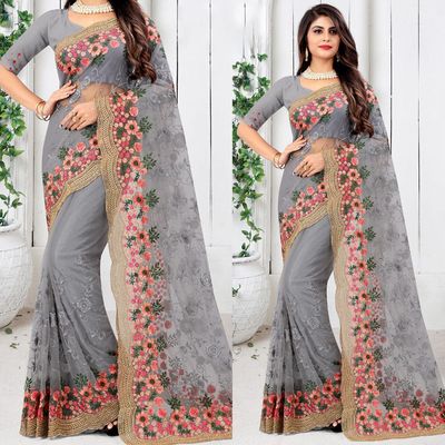 Embroidery work party saree_img_2