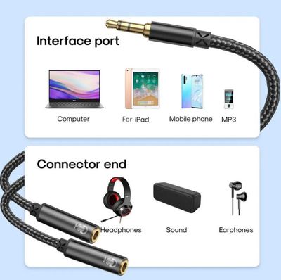 Joyroom SY-A04 Male to Female Y-splitter Audio Cable Support Voice Call_img_1