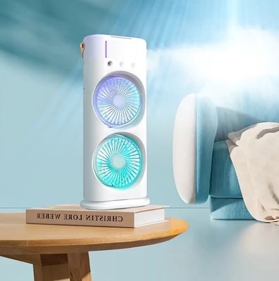 Rechargeable Double Head Portable Mini Air Cooling Mist Fan with Remote_img_5