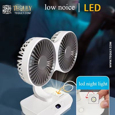 Rechargeable Double Head Auto Rotation Desktop Fan_img_2