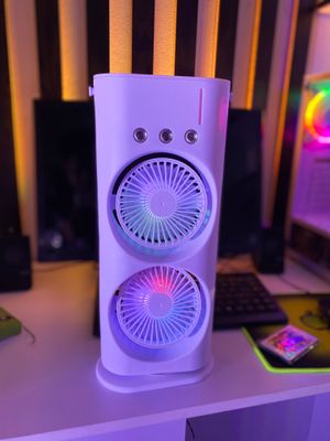 Rechargeable Double Head Portable Mini Air Cooling Mist Fan with Remote_img_0