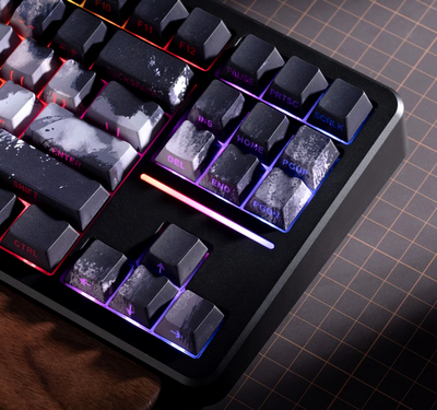 XVX Black Samurai Knight Side Engraved Cherry Doubleshot Keycaps_img_2