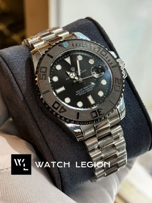 ROLEX YACHT MASTER CHAIN BLACK BEZEL BLACK DIAL SWEEP
