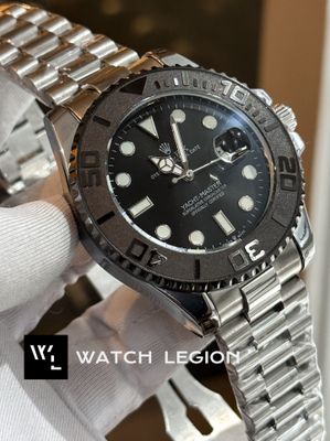 ROLEX YACHT MASTER CHAIN BLACK BEZEL BLACK DIAL SWEEP_img_2