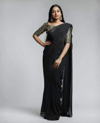 এক কালারের জর্জেট শাড়ি দেখতে আকর্ষণীয় ও লাইট ওয়েট_img_0