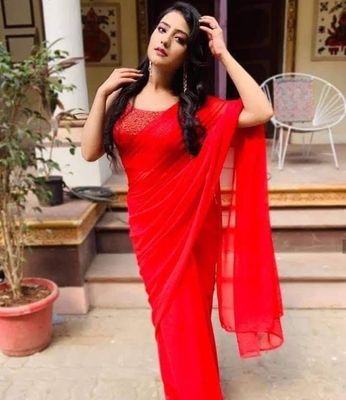 এক কালারের জর্জেট শাড়ি দেখতে আকর্ষণীয় ও লাইট ওয়েট_img_4