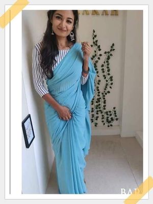 এক কালারের জর্জেট শাড়ি দেখতে আকর্ষণীয় ও লাইট ওয়েট_img_5