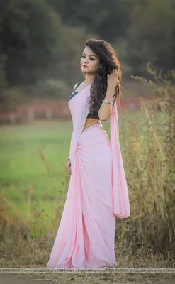 এক কালারের জর্জেট শাড়ি দেখতে আকর্ষণীয় ও লাইট ওয়েট_img_6