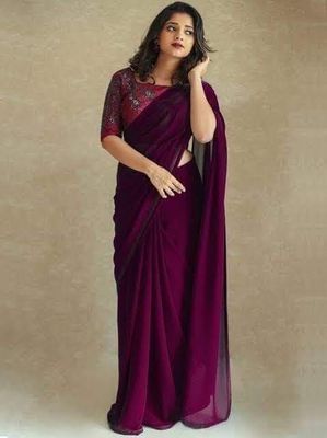 এক কালারের জর্জেট শাড়ি দেখতে আকর্ষণীয় ও লাইট ওয়েট_img_14