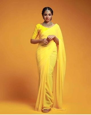 এক কালারের জর্জেট শাড়ি দেখতে আকর্ষণীয় ও লাইট ওয়েট_img_18