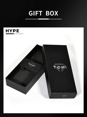 TOMI T-084 Men's Leather Belt Quartz Watch With Date (Full Black)_img_4