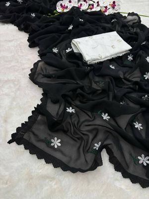 সফট জর্জেট শাড়ি সাথে লেজ থাকবে এমব্রয়ডারি ওয়ার্ককরা_img_0