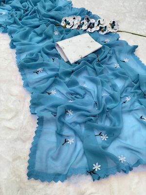 সফট জর্জেট শাড়ি সাথে লেজ থাকবে এমব্রয়ডারি ওয়ার্ককরা_img_2