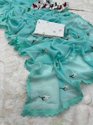 সফট জর্জেট শাড়ি সাথে লেজ থাকবে এমব্রয়ডারি ওয়ার্ককরা_img_4