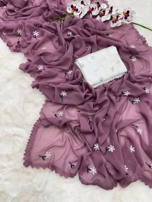 সফট জর্জেট শাড়ি সাথে লেজ থাকবে এমব্রয়ডারি ওয়ার্ককরা_img_5