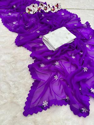 সফট জর্জেট শাড়ি সাথে লেজ থাকবে এমব্রয়ডারি ওয়ার্ককরা_img_7