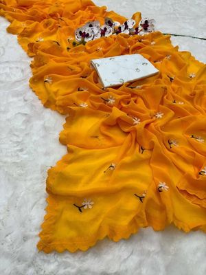 সফট জর্জেট শাড়ি সাথে লেজ থাকবে এমব্রয়ডারি ওয়ার্ককরা_img_8