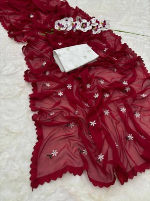 সফট জর্জেট শাড়ি সাথে লেজ থাকবে এমব্রয়ডারি ওয়ার্ককরা_img_9