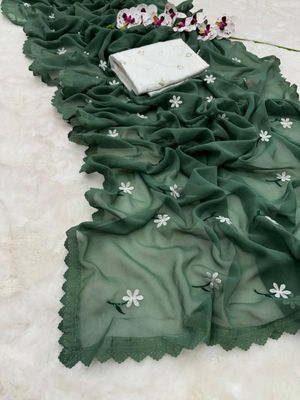 সফট জর্জেট শাড়ি সাথে লেজ থাকবে এমব্রয়ডারি ওয়ার্ককরা_img_10