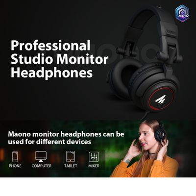 Maono AU-MH501 Professional Studio Monitor Headphone, Over Ear With 50mm Driver For Gaming, DJ, Studio, And Microphone Recording_img_2
