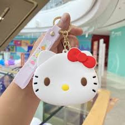 Kawaii Sanrio Keychain Cute Cartoon Hello Kitty Kuromi My Melody Silicone Wallet Bluetooth Headset Bag Schoolbag Decoration Gift_img_2