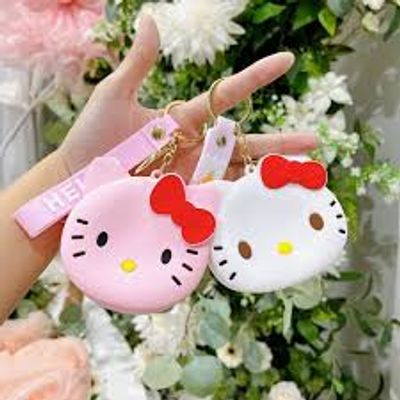 Kawaii Sanrio Keychain Cute Cartoon Hello Kitty Kuromi My Melody Silicone Wallet Bluetooth Headset Bag Schoolbag Decoration Gift_img_4