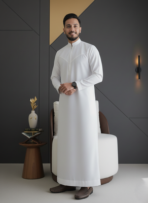 The Monochrome Collection: Premium Indonesian style Thobe - White_img_2