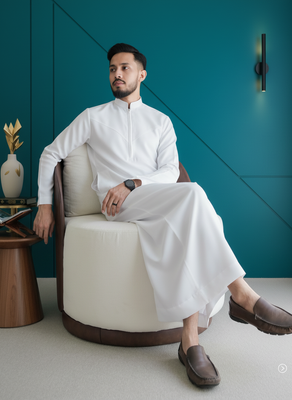 The Monochrome Collection: Premium Indonesian style Thobe - White_img_3