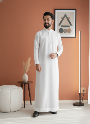 The Monochrome Collection: Premium Indonesian style Thobe - White_img_4