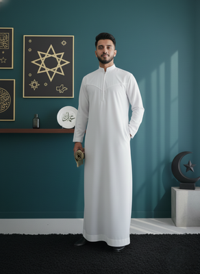 The Monochrome Collection: Premium Indonesian style Thobe - White_img_5