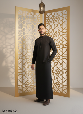 The Monochrome Special Black Collection: Premium Indonesian style Thobe - Black_img_3