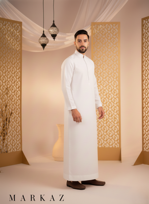 The Monochrome Collection: Premium Indonesian style Thobe - White_img_6