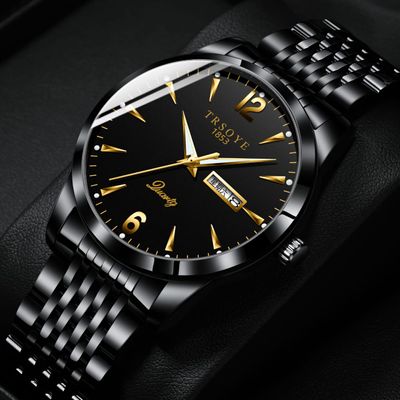 TRSOYE Men's Luxury Waterproof Quartz Watch with Steel Band_img_0