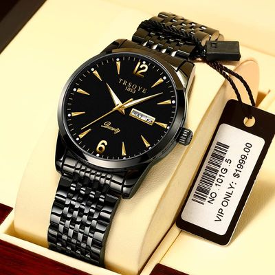 TRSOYE Men's Luxury Waterproof Quartz Watch with Steel Band_img_3