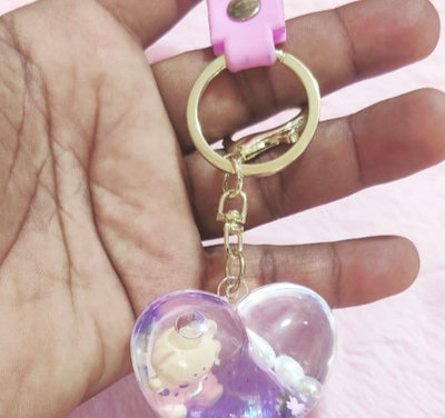 Cute Bliss in Liquid Filled Acrylic Bagpack Keyring_img_1