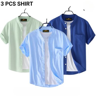 Fashionable casual Half Sleeve shirt for men(SKy + Mint + purple)_img_0