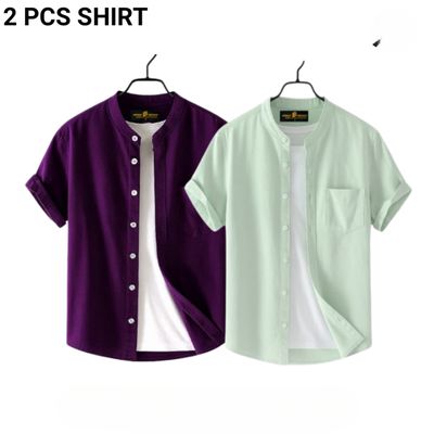 Fashionable casual Half Sleeve shirt for men ( Perple + MInt)_img_0