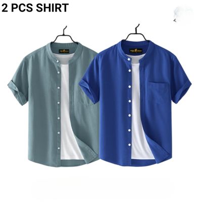 Fashionable casual Half Sleeve shirt for men (Ash+ Blue)_img_0