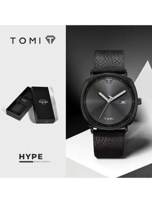 TOMI T-044 Men's Quartz Leather Belt Watch With Date (Black)_img_0